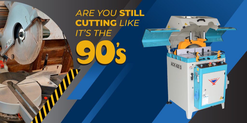 Aluminium workshop between drop saw and upcut saw